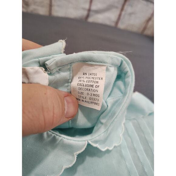 VTG Nannekins Romper Size 0-3 Months Seafoam Green Blue Squirrels - Picture 4 of 5